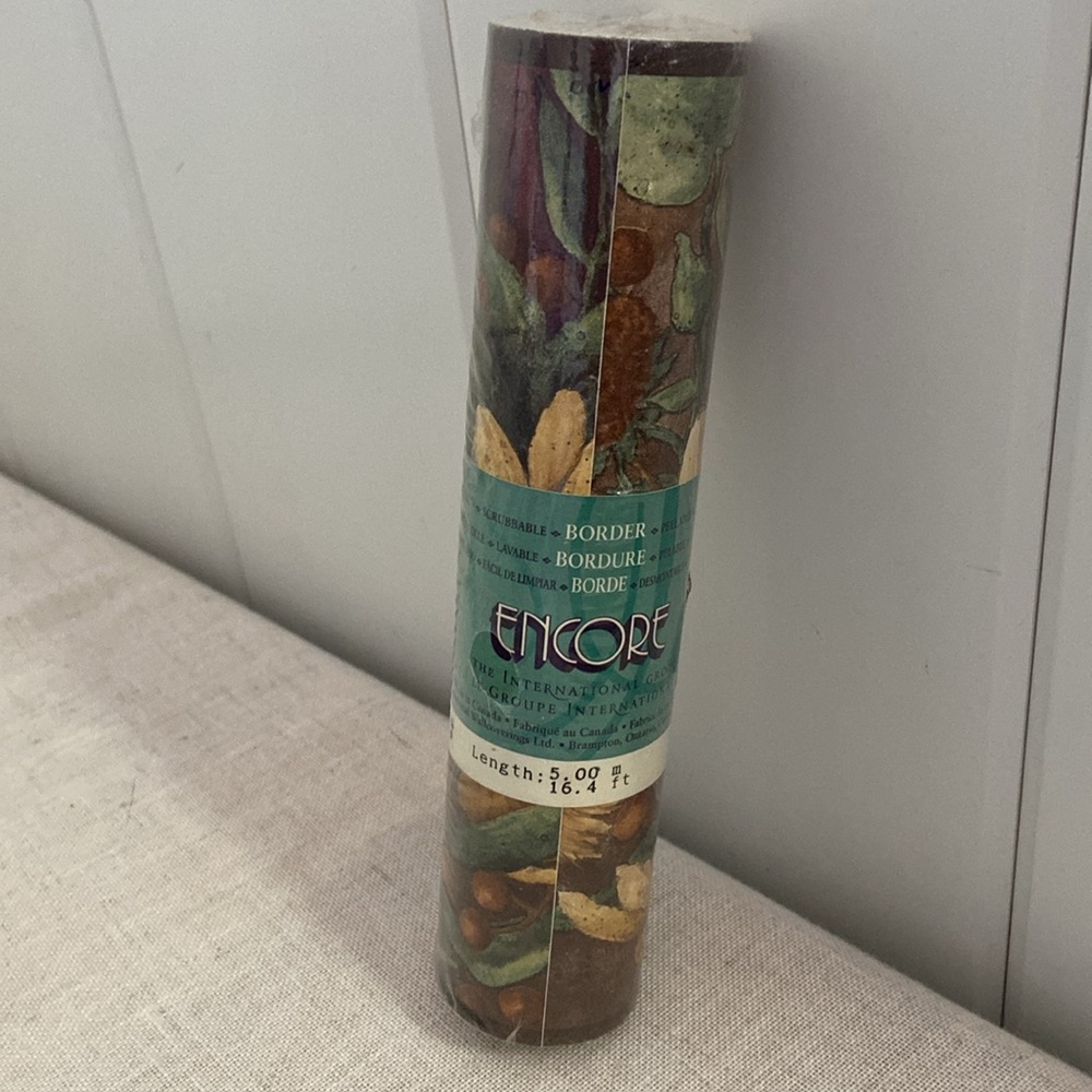 90s vintage Encore roll wallpaper border brown Floral